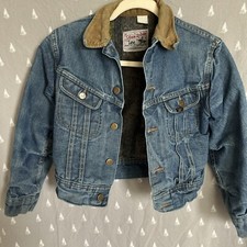 Rare Vintage LEE Storm Riders Blanket Lined Denim Trucker Jean Jacket USA Youth