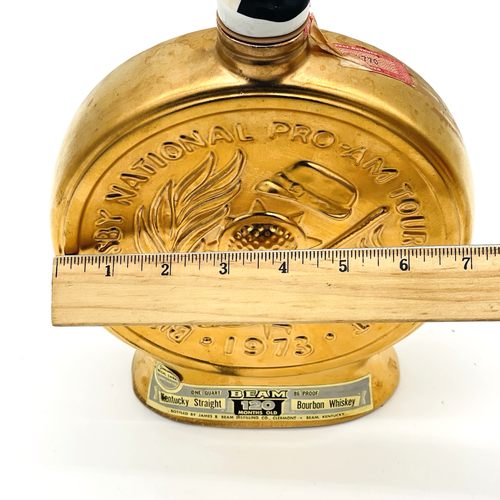 Vintage 1973 Bing Crosby Jim Beam Decanter Pro-Am Pebble Beach Golf Gold EMPTY - Bild 12 von 13