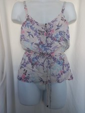 M&S Indigo - White/ Lilac Floral Spaghetti Strap Scoop Neck Tie  Vest size 14 UK