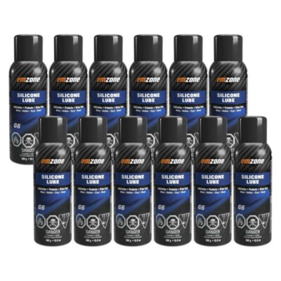 12-Pack Silicone Lubricant Spray Multi-use 10.6 oz.  Emzone