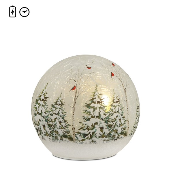 LED Deko Kugellampe Winterlandschaft ⌀ 12Cm Aus Glas Mit Timer Formano-image