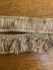 BTY~ Vintage  Elegant 2 inch Camel & Ivory brush fringe trim