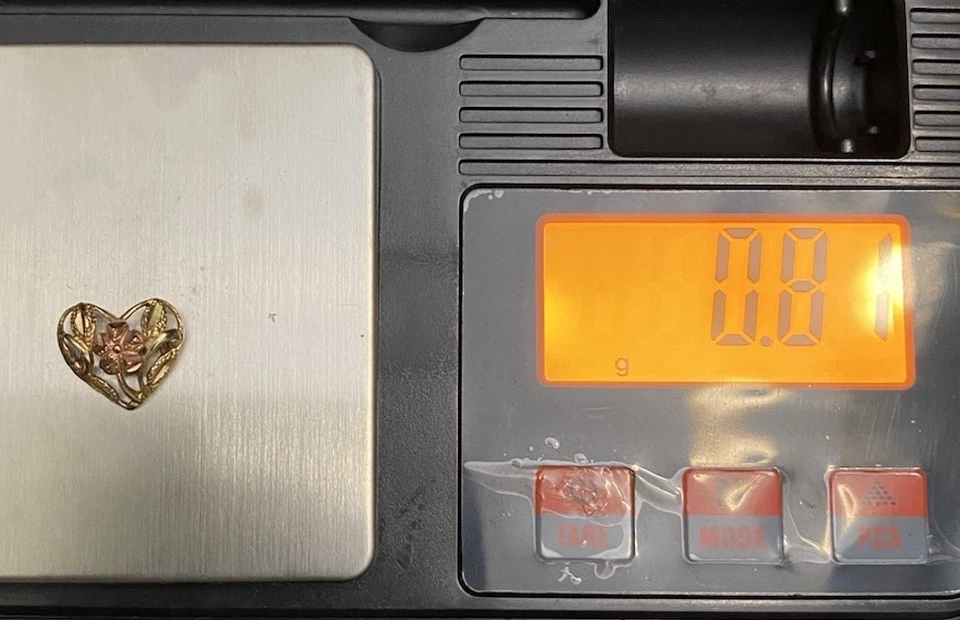 10 Kt Black Hills Gold Heart Flower Charm Yellow Rose Slider Pendant .81g Dainty - Image 2 of 4