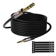 3.5mm to 6.35mm Stereo Audio Cable 25 Feet, Long 1/4 1/8 25 Black