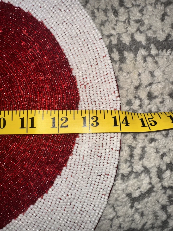 1 mantel individual redondo con cuentas rojo corazón/San Valentín Foto 4 de 4