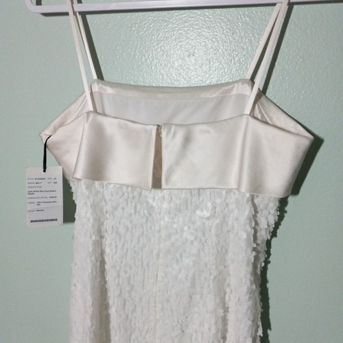 W by Worth Sequins Dress size 4, NEW! White Silk Trim Wedding Party Classic - Picture 13 of 14
