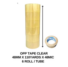 6 Rolls 48mm x 110 Yards x 48micron Clear Box Packing Tape Sealing Shipping
