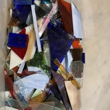 Vintage  Antique Mosaic Stained Glass 8lbs Scrap Random Blend