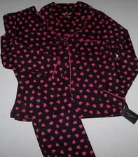 NWT Kate Spade New York Black CUTE PINK HEARTS Stretch Knit Pajama/Lounge Set M
