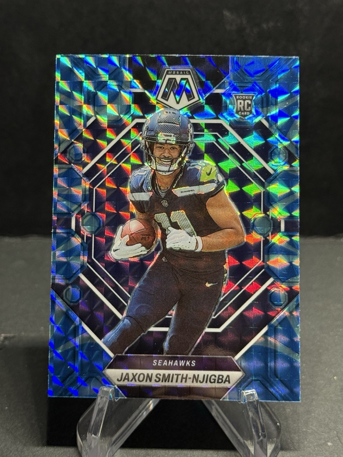 2023 Panini Mosaic - Rookies Jaxon Smith-Njigba #331 Reactive Blue Mosaic Prizm