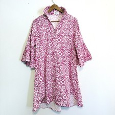 Holly Shae Design Pink Floral Cottagecore Shirt Dress Sz Small Preppy Coastal