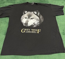 Vintage 90s Grey Wolf Animal Nature Big Graphic T-Shirt Size XL USA