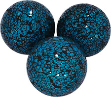3 Pieces Decorative Glass Orbs 4 Inch Glass Mosaic Sphere Balls Centerpiece Ball