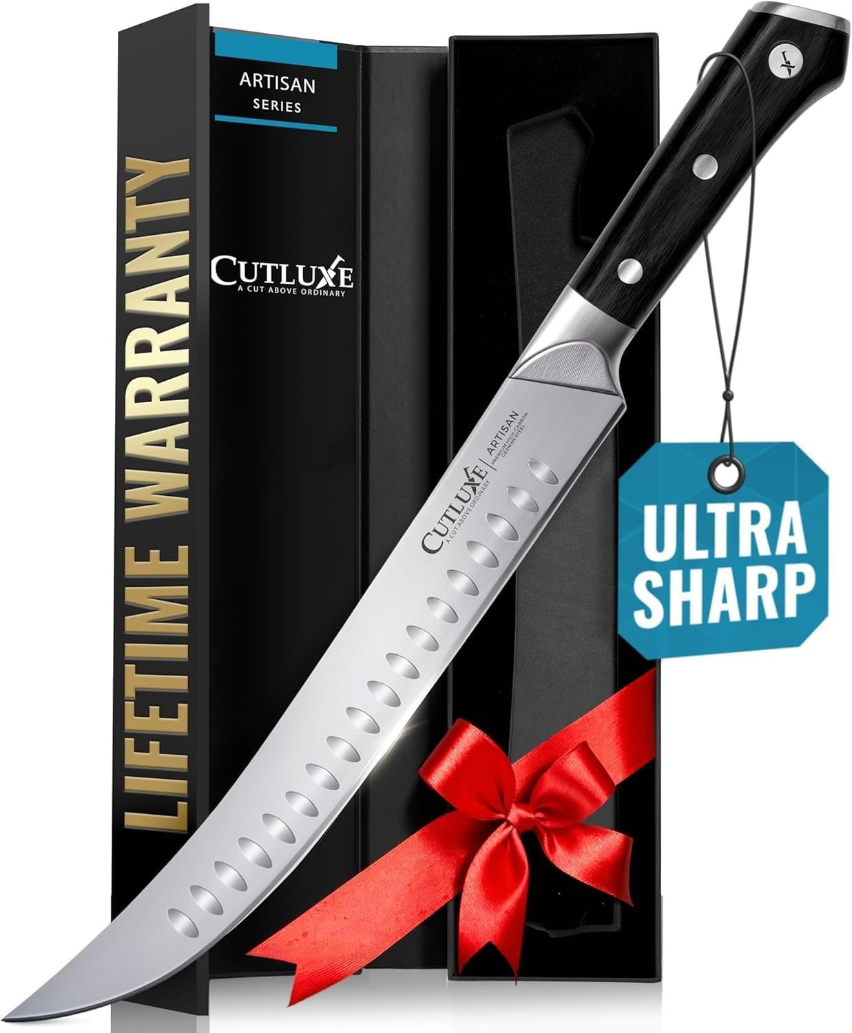 Butcher Knife – 10″ Cimeter Breaking Knife, Razor Sharp Forged High Carbon Ge...