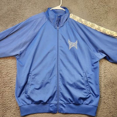 Tapout Track Jacket Mens Large Blue White MMA Full Zip Retro Logo Athletic Top