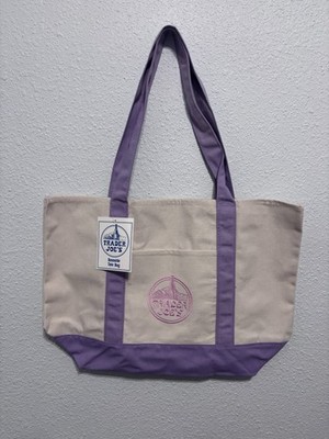 NWT Trader Joe's Large Lavender Canvas Reusable Tote Bag 