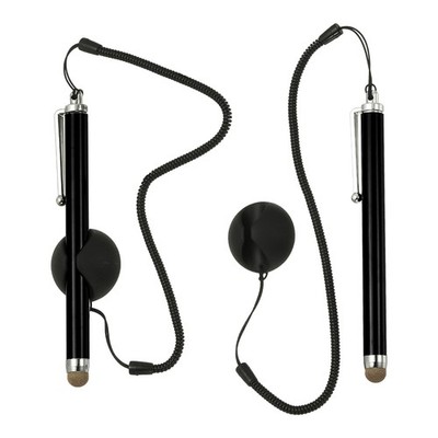 2 Pcs Screen Capacitive Pen with Spring Rope Fixing Dock Black