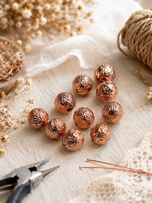 Round Bead Copper Color 13mm Beads for Jewelry Making Plastic Bulk 50 pcs