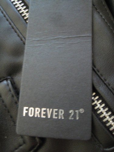Forever 21 Faux Leather Moto Jacket Shirt Shacket Cold Shoulder Zip Up Small NWT - Picture 7 of 7