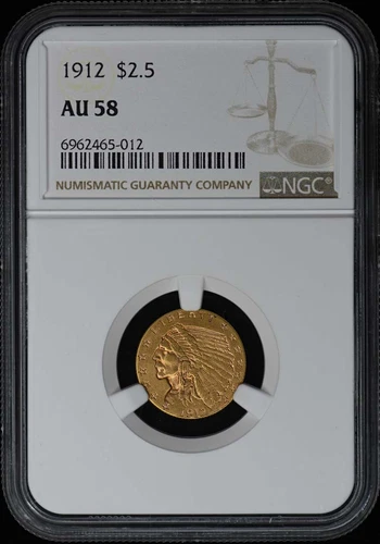 1912 Indian Gold $2.50 NGC AU58
