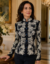 NEW ST. JOHN COUTURE Evening Black Embroidered Multicolor Paillettes Jacket 6