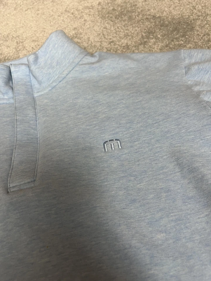 TravisMathew Sweater Mens Small Blue Quarter Zip Golf Pullover Lightweight - Image 2 of 4