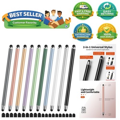 10-Pack Universal Capacitive Stylus Pen with 2-in-1 Dual Tips & 20 Replacements