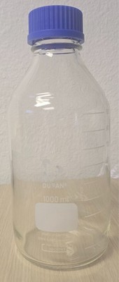 DURAN 1000mL 1L Glass Square Graduated Media Bottle w/ GL-45 Screw Cap 218205459