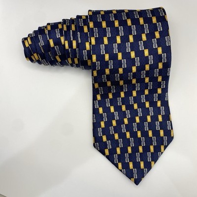 Stanford Blue Geometric Tie. 100% Silk. Made In USA. 56 X 4