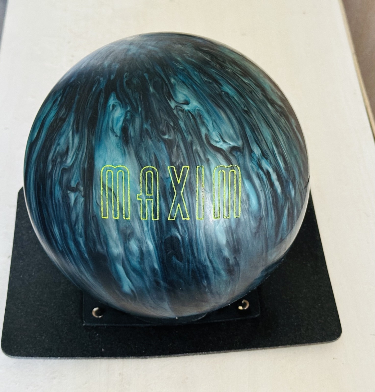 Ebonite Maxim 12Lb Bowling Ball, USA Teal Blue Swirl, Drille