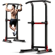 Pull Up Bar Dip Bar Squat Rack Workout Dip Station Height Adjustable Free