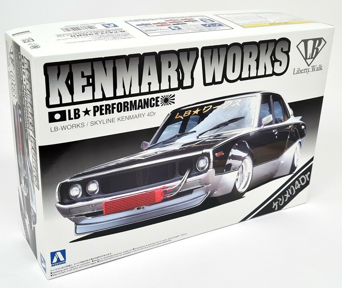 Aoshima 1/24 - Nissan Skyline Kenmary Works Liberty Walk 4DR Scale Model Car Kit