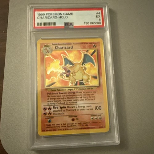 1999 Charizard 004/102 Pokemon TCG Base Set Holo Rare - PSA 5