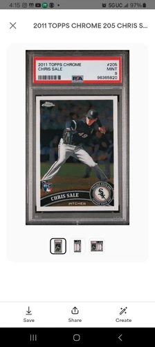 2011 Topps Chrome Chris Sale Chicago White Red Sox Rookie Card PSA 9 #205 RC