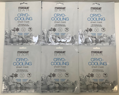 Masque Bar Cryo Cooling Sheet Mask, w/Hyaluronic & Polyglutamic Acid, 6 Pack