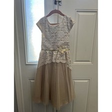 Jona Michelle Girls Gold Lace Dress Size 12 Lovely 