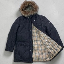 Burberry Black Label Down Coat Fur Nova Check Black Size M Outerwear Jacket 244