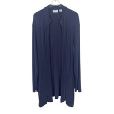 Chico's Travelers Open Front Cardigan Slinky Flowy Pockets Deep Purple Size 3