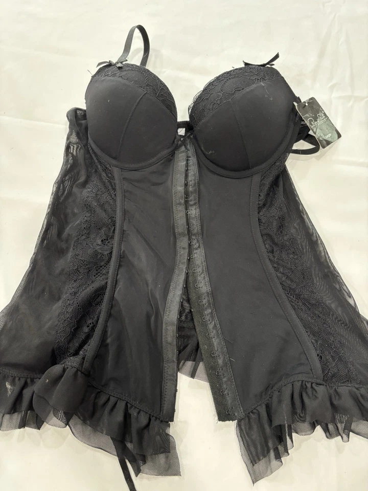 Белье от Rene Rofe пуш-ап бюстье со шнуровкой назад L черный новый с Ярлыками - Изображение 2 из 4