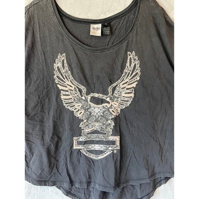 Harley-Davidson T-Shirt 1W  Black Eagle Bandana Graphic Biker Grunge Y2K