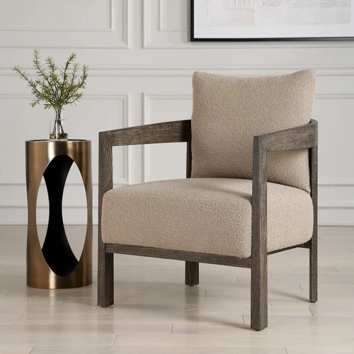 Uttermost 23832 Sienna 27"W Wood Framed Polyester Accent Chair - Sand - Picture 4 of 5