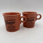 2 Fiesta 60th Anniversary Coffee Mug Cup Persimmon Homer Laughlin Fiestaware Vtg