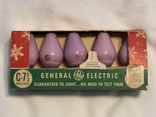 5 Vintage Pink Christmas Lights GE C-7 C7 Bulbs Tested USA Pack Tested