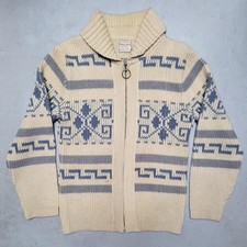 Vtg 60s 70s PENDLETON BIG LEBOWSKI DUDE 100 Wool Sweater Zip Up Cardigan Sz M