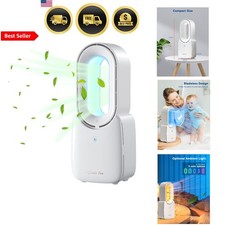 Bladeless Desk Fan Portable Quiet Fan with LED Light 3 Speeds for Office Home