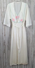 VTG Val Mode Peignoir Nightgown Robe Set Small Floral Nylon USA Lingerie Boudoir