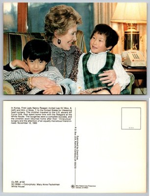 Nancy Reagan Korean Children White House 1983 Postcard Lee Kil Woo Ahn Ji Sook