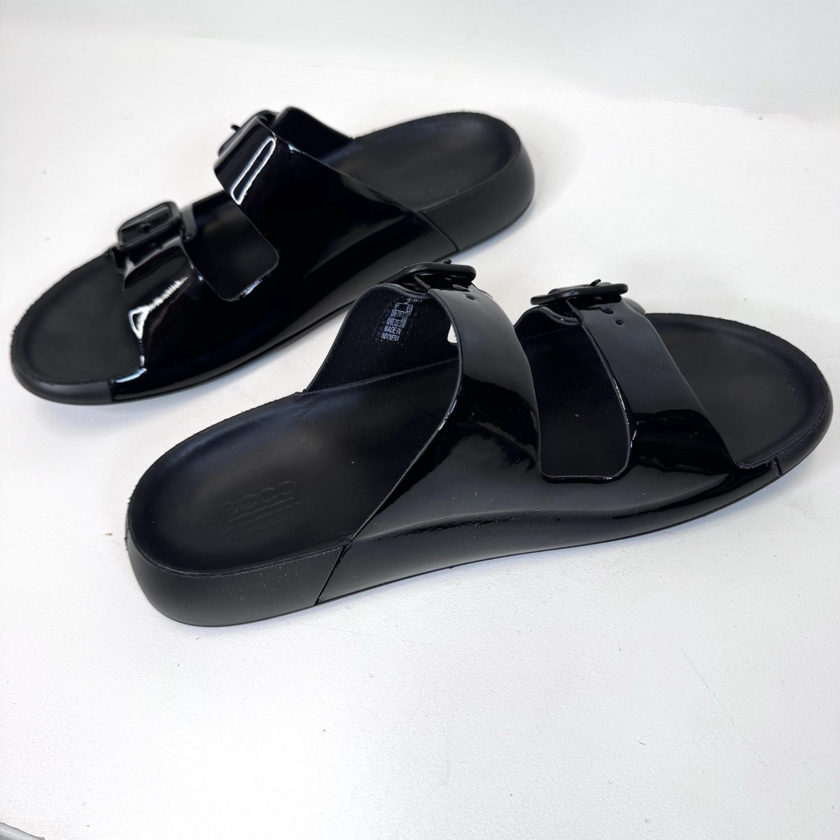 ECCO Cozma 2 Buckle Sandals Slides Shoes Black Patent Womens Size 41 US 10/10.5 View 5