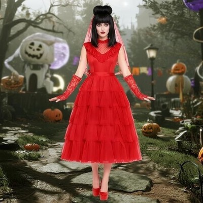 open lace back dress Amazon.com: JQAKFIY Lydia Costume Women Red Wedding Dress Deetz Bride 80s  Halloween Cosplay Gothic Outfit with Veil Gloves XS : Clothing, Shoes &  Jewelry