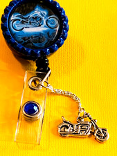 Motorcycle 1 Id badge holder retractable alligator clip